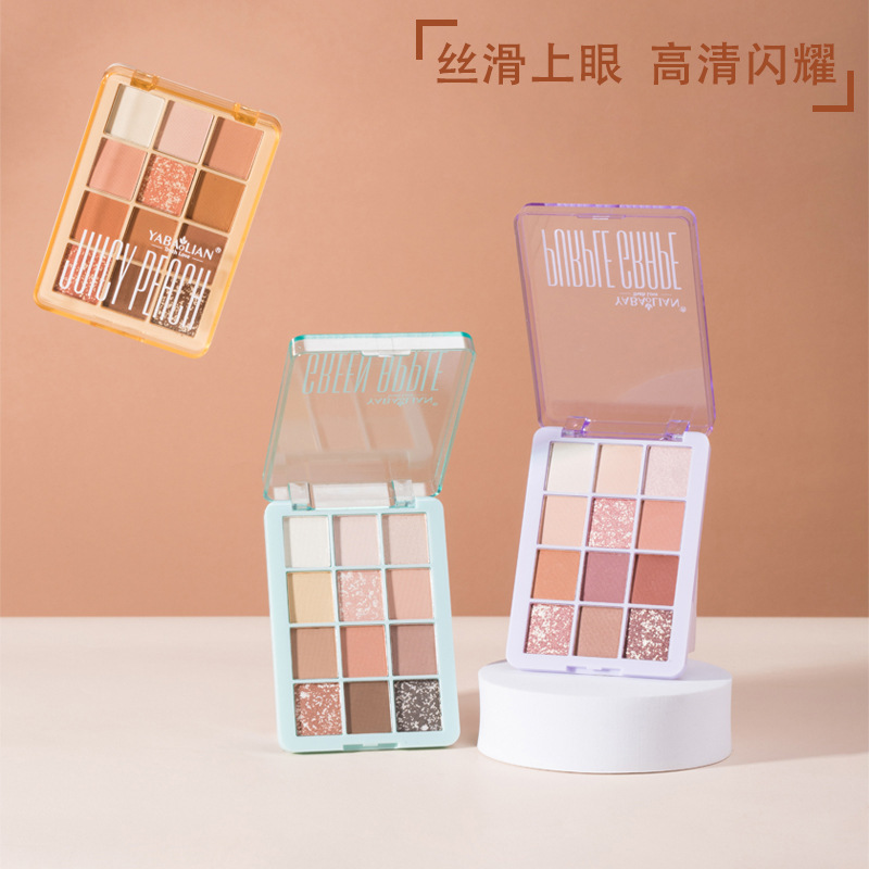 Yabolian 12 Color Pearl Matte Bright Color Eyeshadow Plate Ins Affordable Student Novice Eyeshadow Plate Makeup Plate Batch details Picture