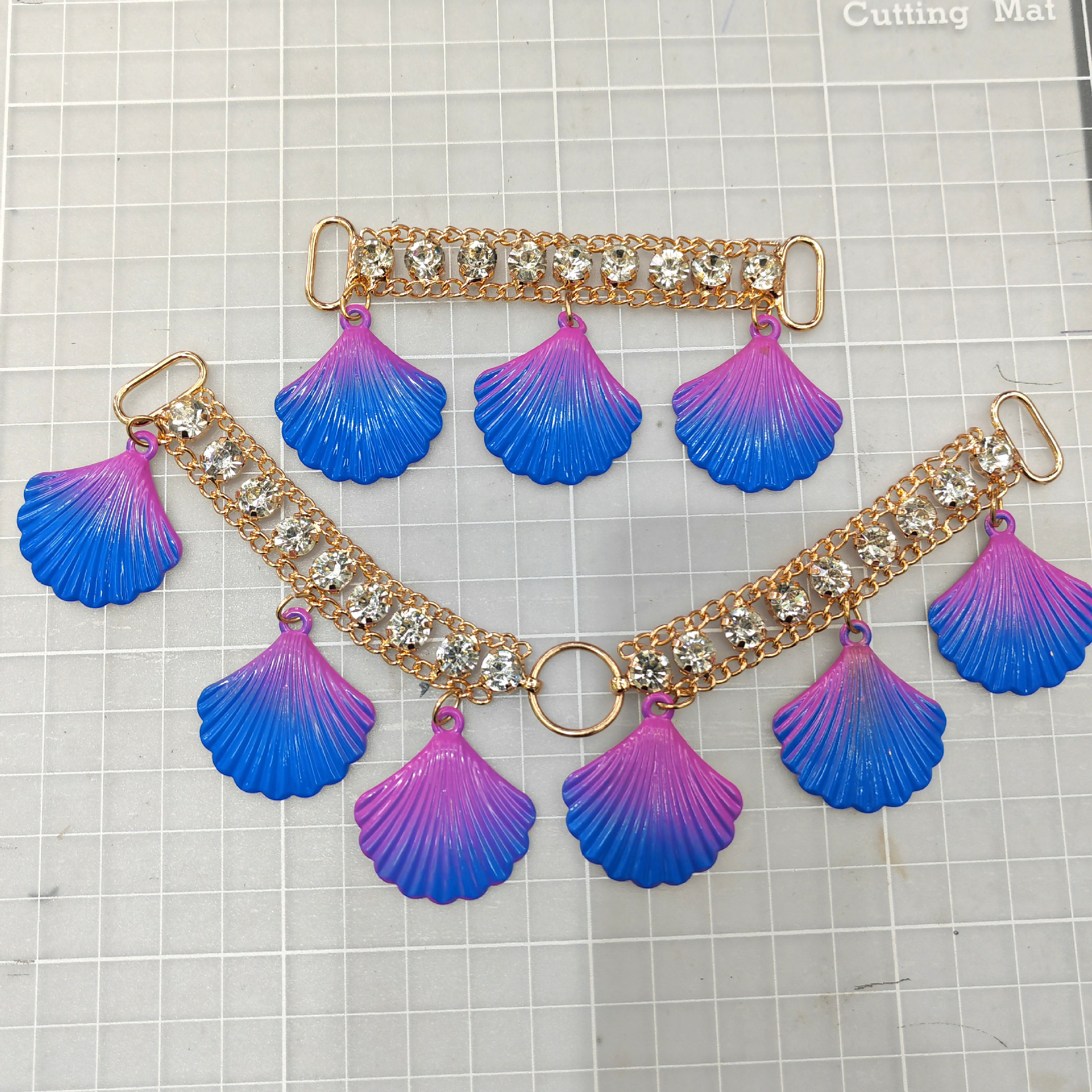 跨境泳衣贝壳链 电镀渐变喷漆饰品配件 沙滩泳装比基尼配饰