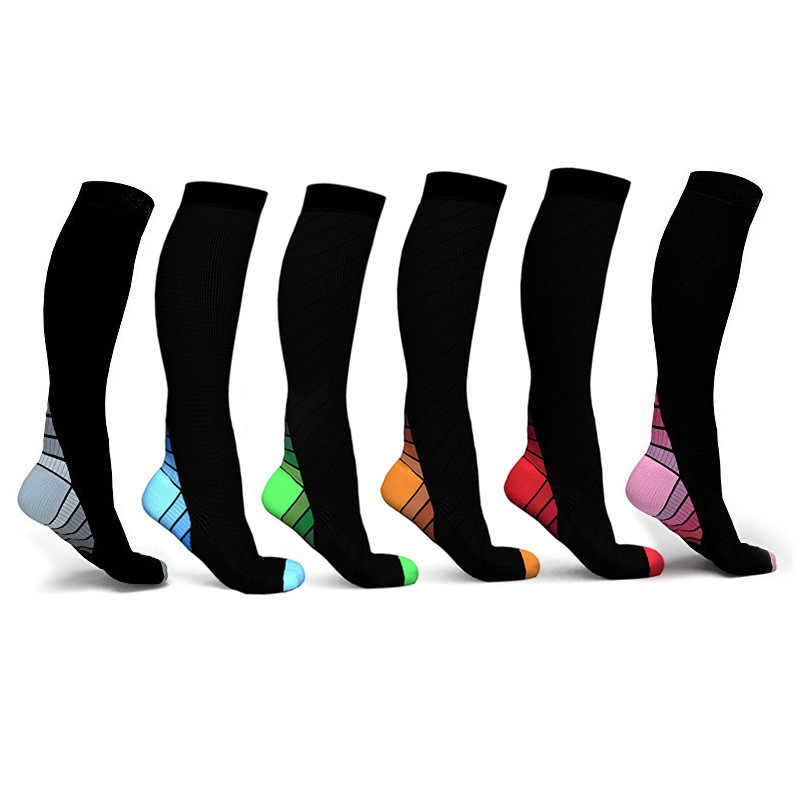 X现货跑步运动压力袜Compression Socksks透气长筒美腿袜运动袜