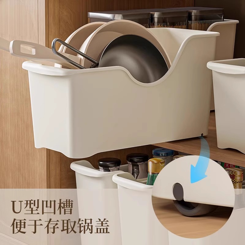 Kitchen storage pot ware multi-functional home seasoning storage rack under the sink drawer type storage rack Application Scenario