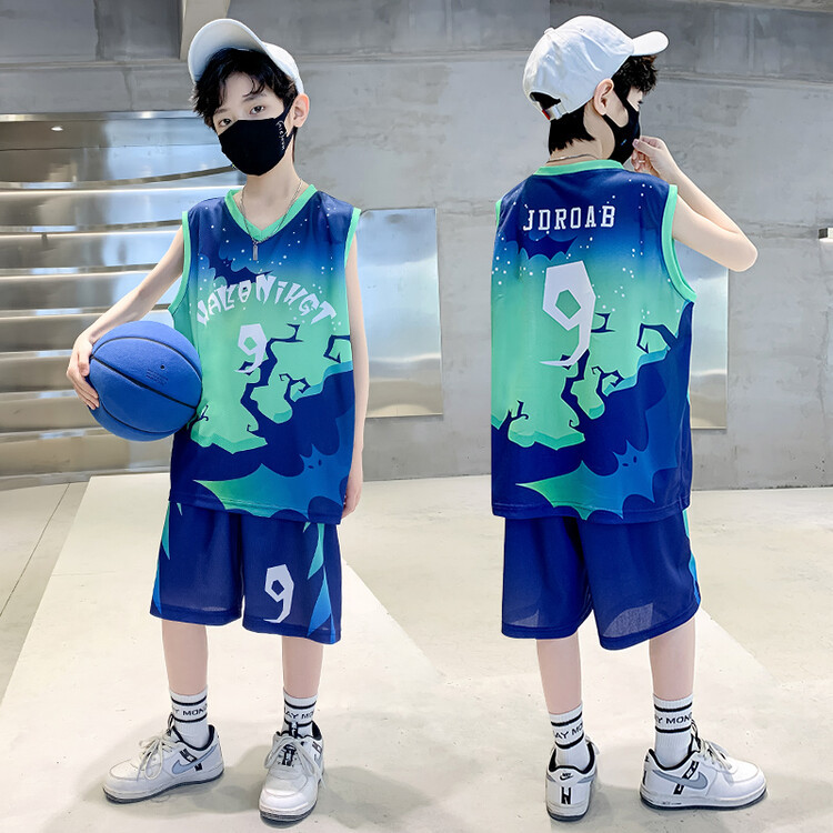 儿童装男童夏装男童篮球服网眼速干套装夏季中大童运动演出服装详情图3