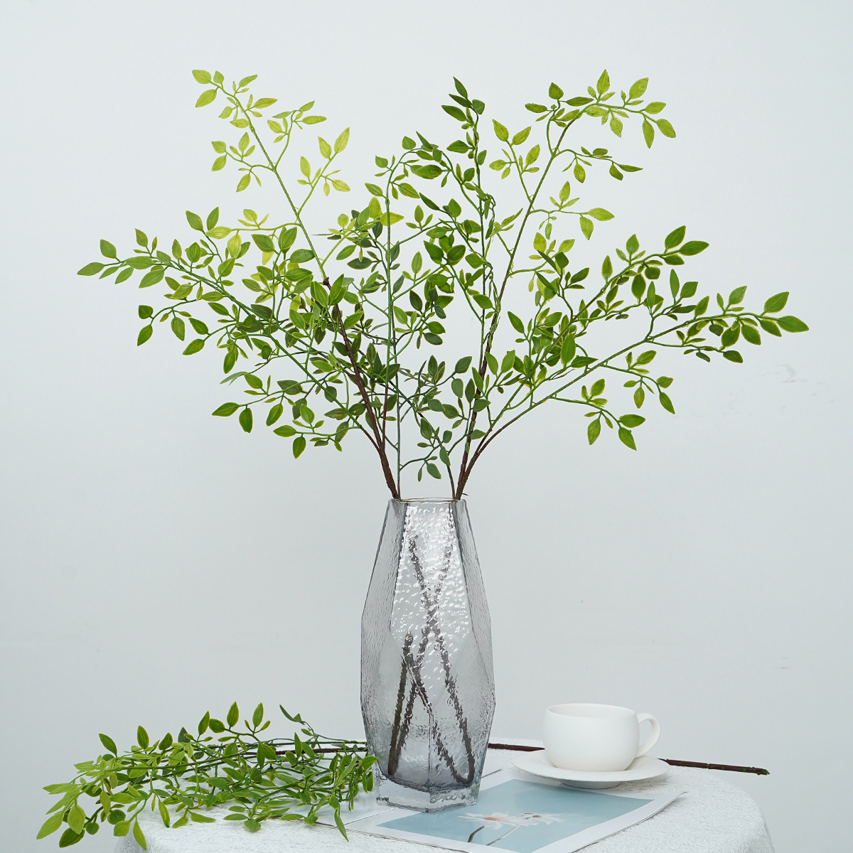 5叉南天竹仿真绿植造景装饰仿真植物仿真竹叶绿植假花人造树枝叶