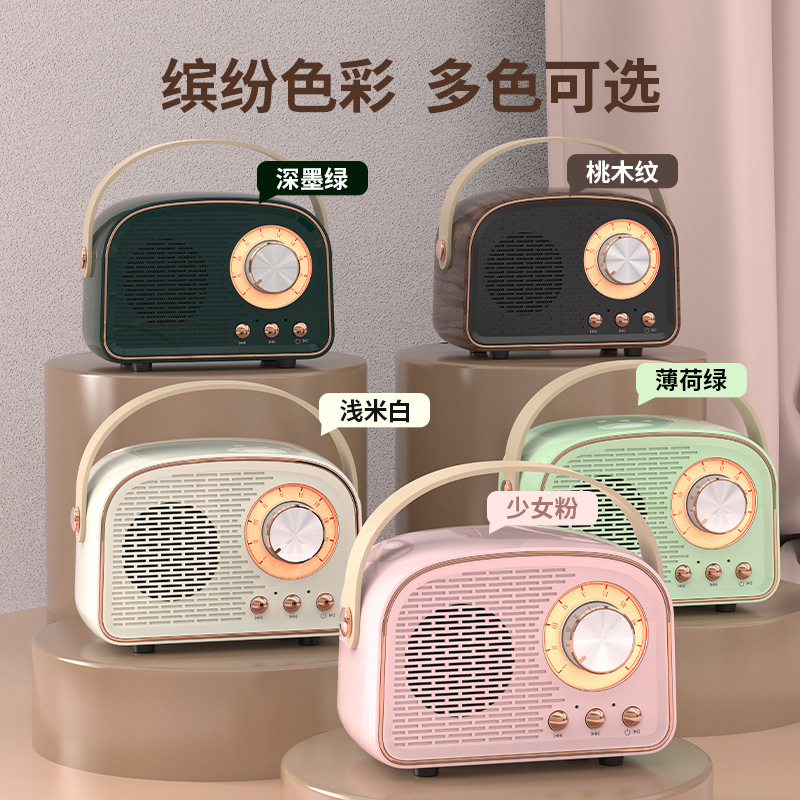 New retro Bluetooth speaker, outdoor portable Bluetooth mini speaker, subwoofer, mini retro speaker manufacturer details Picture