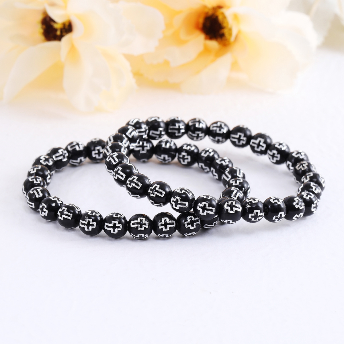 Europe And The United States New Foreign Trade Sales Of Acrylic Cross Beaded Couple Bracelet Men's And Women's Bracelet Jewelry Manufacturers Wholesale Cross-Border details Picture