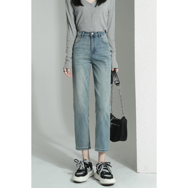 Straight-leg jeans for women 2025 Spring/Summer New bestsellers: High-waisted loose, slimming straight-leg 9-inch narrow cigarette tube pants Specification image