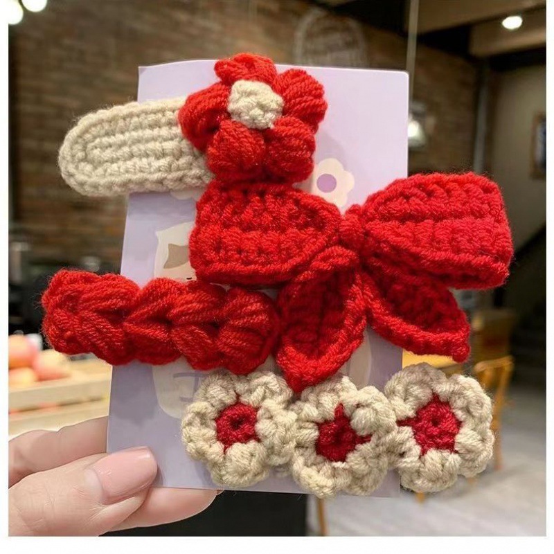 发夹手工成品发卡头饰夹子日韩可爱针织bb夹边夹套装刘海夹蝴蝶结