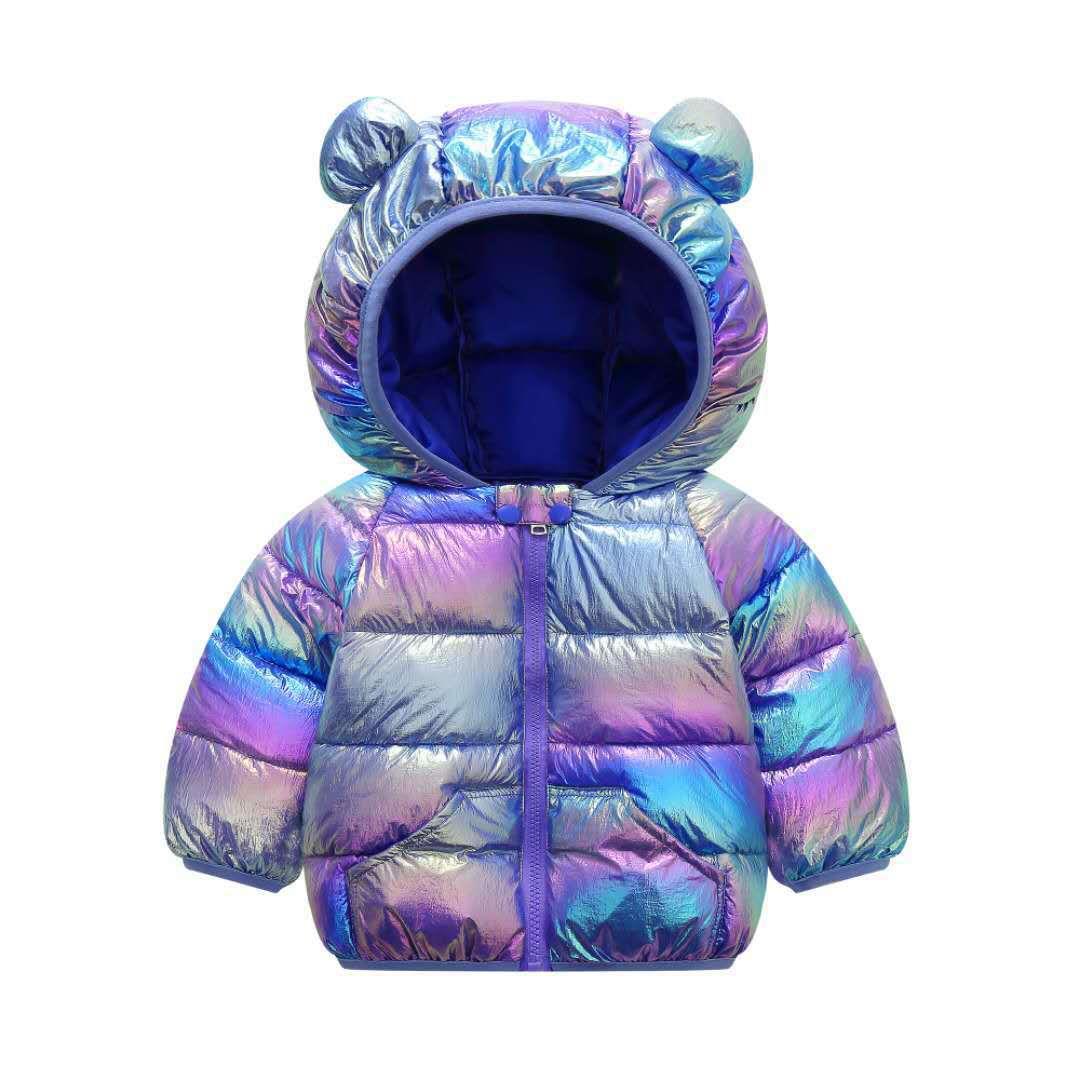 Out-of-season baby and toddler autumn and winter colorful down cotton-padded jackets for boys and girls, cute ear-covered cotton-padded jackets and children's clothing