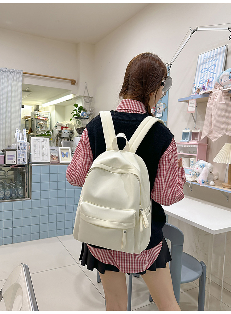 书包女ins 小清新高中生双肩包女纯色少女旅行背包男耐磨休闲背包详情26