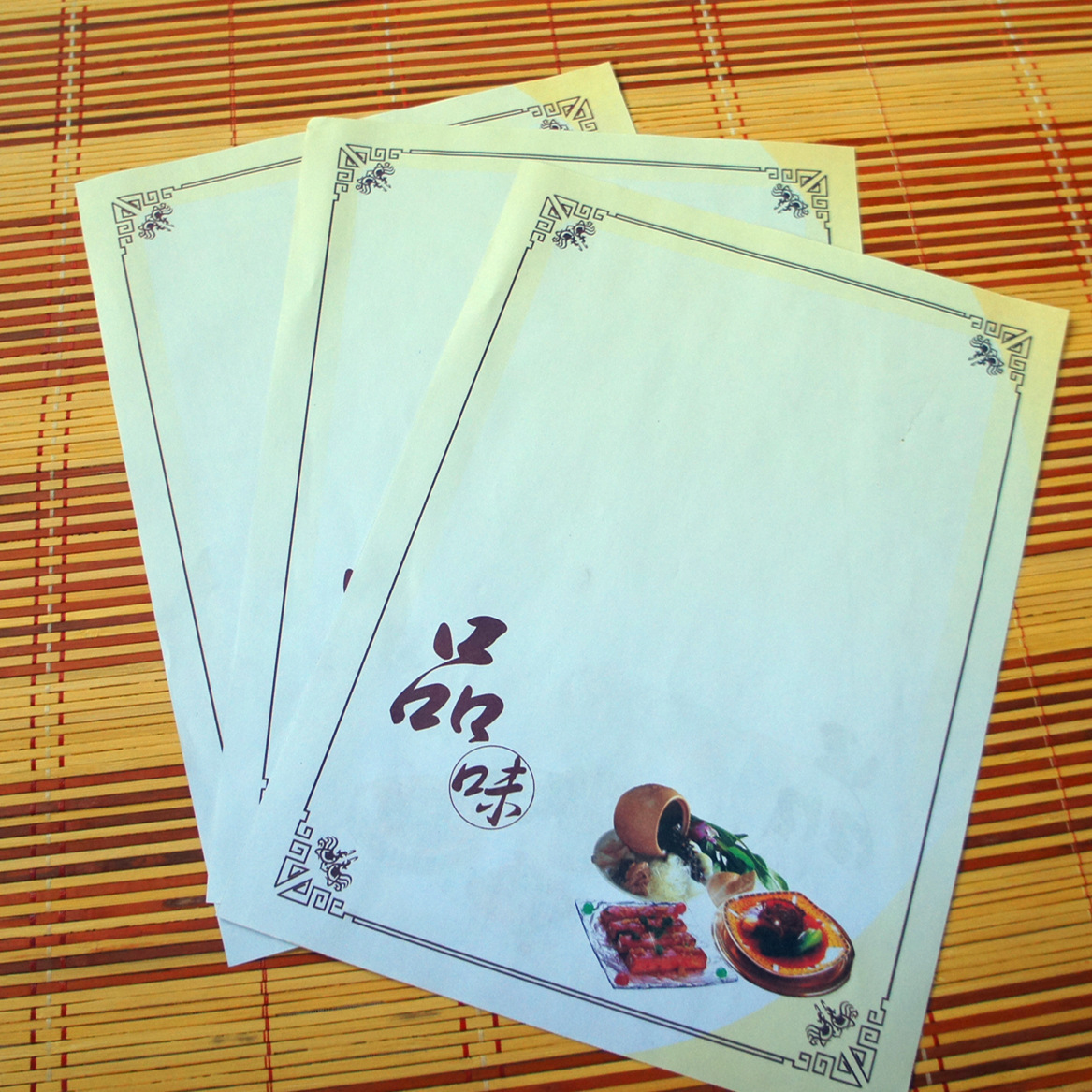 一次性餐垫纸定制防油纸饭店菜单点菜托盘纸隔油纸餐盘垫纸定做详情图3