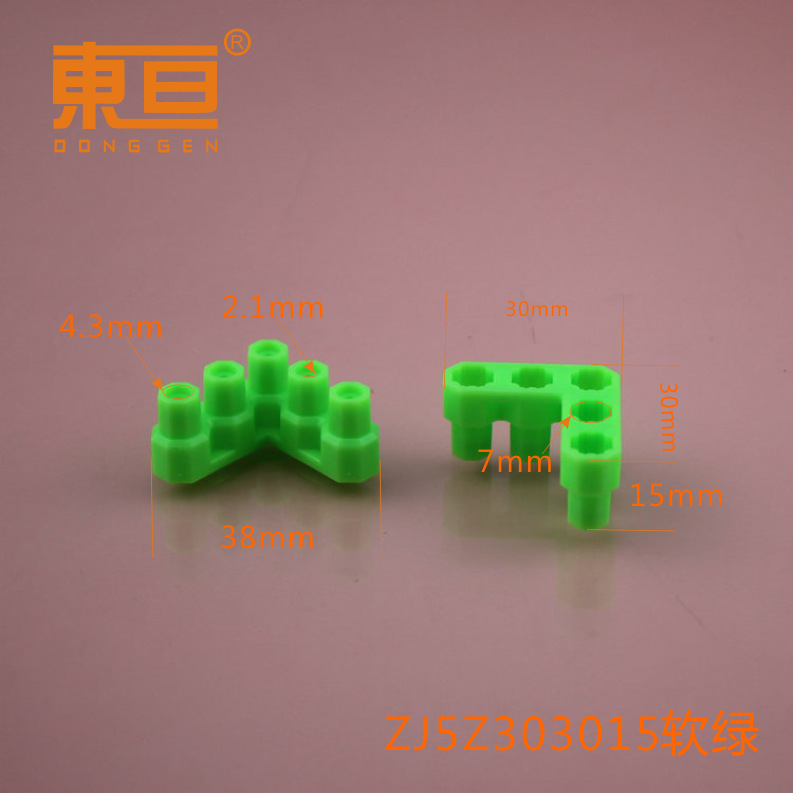 ZJ5Z303015 Soft green right-angle 5-column soft rubber building blocks, building block accessories, octagonal building blocks, universal building blocks details Picture