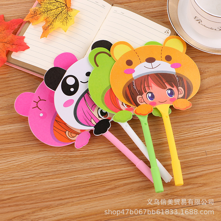 C Creative Cartoon fan Pen, cute learning stationery, fan Ballpoint pen, student prizes, gifts wholesale advertisement LOG details Picture
