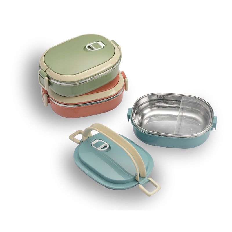 Cross-border rectangular stainless steel insulated lunch box with lid, portable lunch box, multi-layer hand-held compartments, bento box Specification image