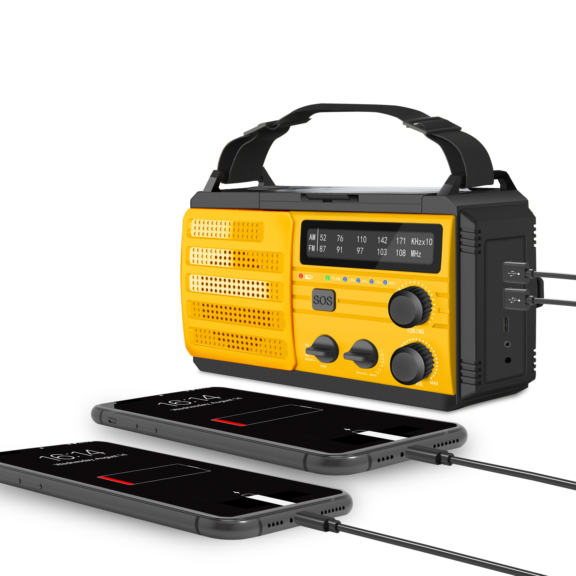 2022 new outdoor disaster prevention solar hand-cranked emergency radio headphone jack reading light multi-functional charging treasure