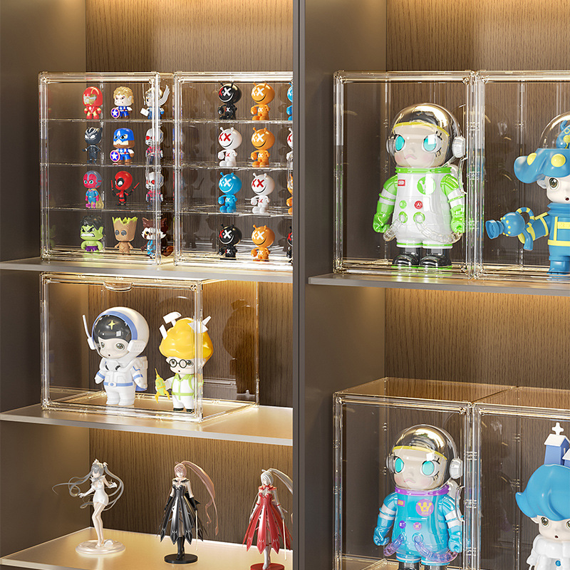 Extra-large fully transparent bag storage box, high boots, backpack display box, model figurine cabinet, doll storage Specification image