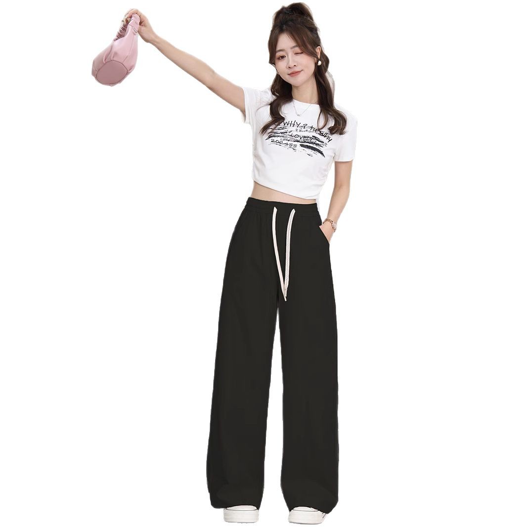 Wide-leg pants, women's scythe pants, three-needle banana pants, high-waisted drape scythe pants, women's 2025 Spring new style Item Picture