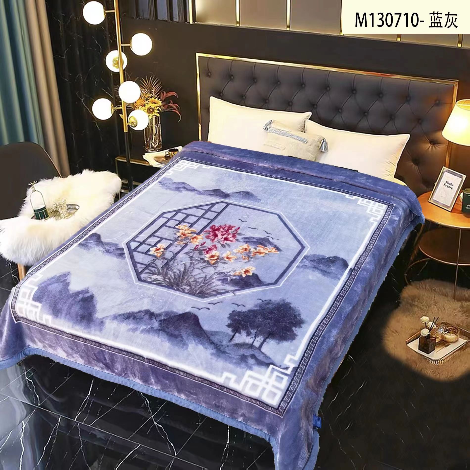 跨境批发云毯毛毯拉舍尔毯厂家供应现货外贸盖毯花卉压花加厚保暖