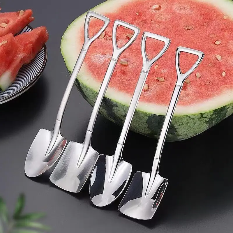 Manufacturers Wholesale Watermelon Spoon Creative Stainless Steel Tableware Spoon Ice Cream Scoop Spade Scoop Creative Watermelon Spoon