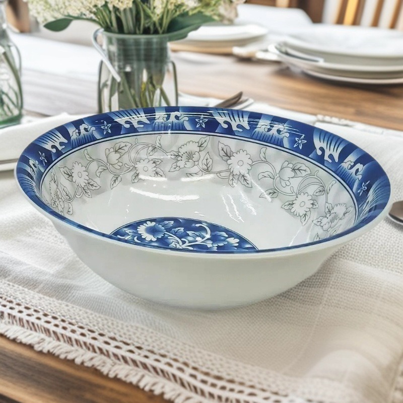 Melamine Bowl 9-Inch Commercial Spicy Hot Pot Beef Noodle Bowl, Soup Bowl, Blue And White Porcelain Bowl For Hotels And Restaurants, Melamine Tableware Wholesale details Picture