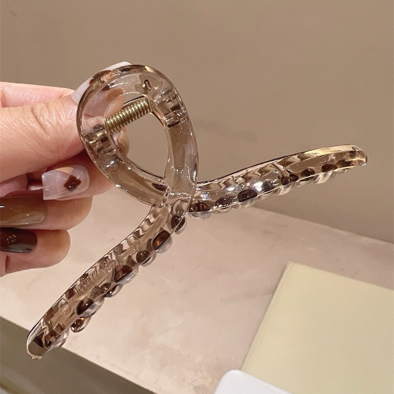 High-end, tea-brown, simple hairpin, large shark clip at the back of the head, women's 2024 new headwear hair clip Specification image