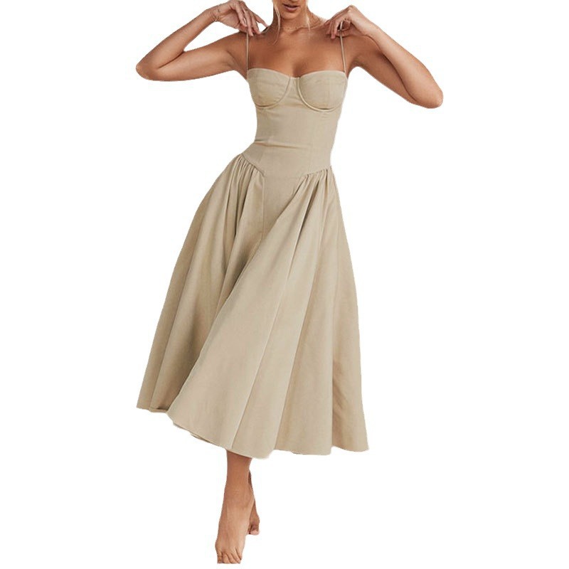 Long skirt court style dopamine wear suspender dress women Item Picture