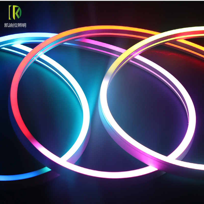 12*20RGB iridesy LED Jazz neon light strip, full-color outdoor waterproof low-pressure running water silicone strip details Picture
