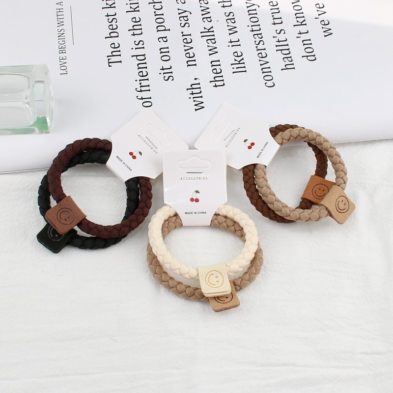 2 Pieces Of Braided Hair Band High Elastic Thick Rubber Band Women's Hair Rope Hair Accessories Wholesale Specification drawing