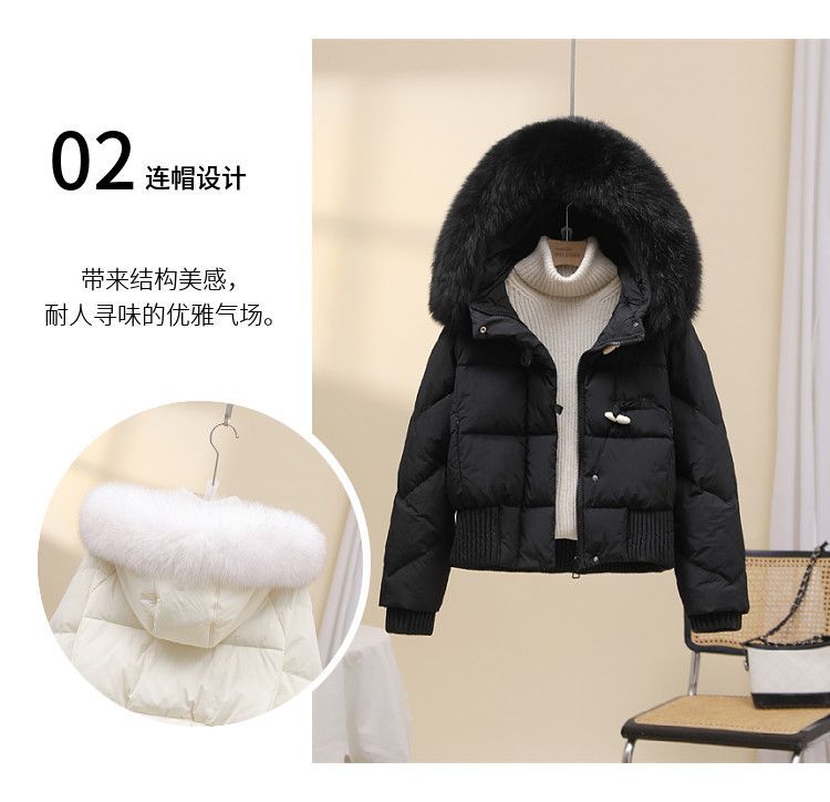大毛领羽绒服女短款新款时尚2025宽松加厚小个子毛领保暖冬季外套详情5