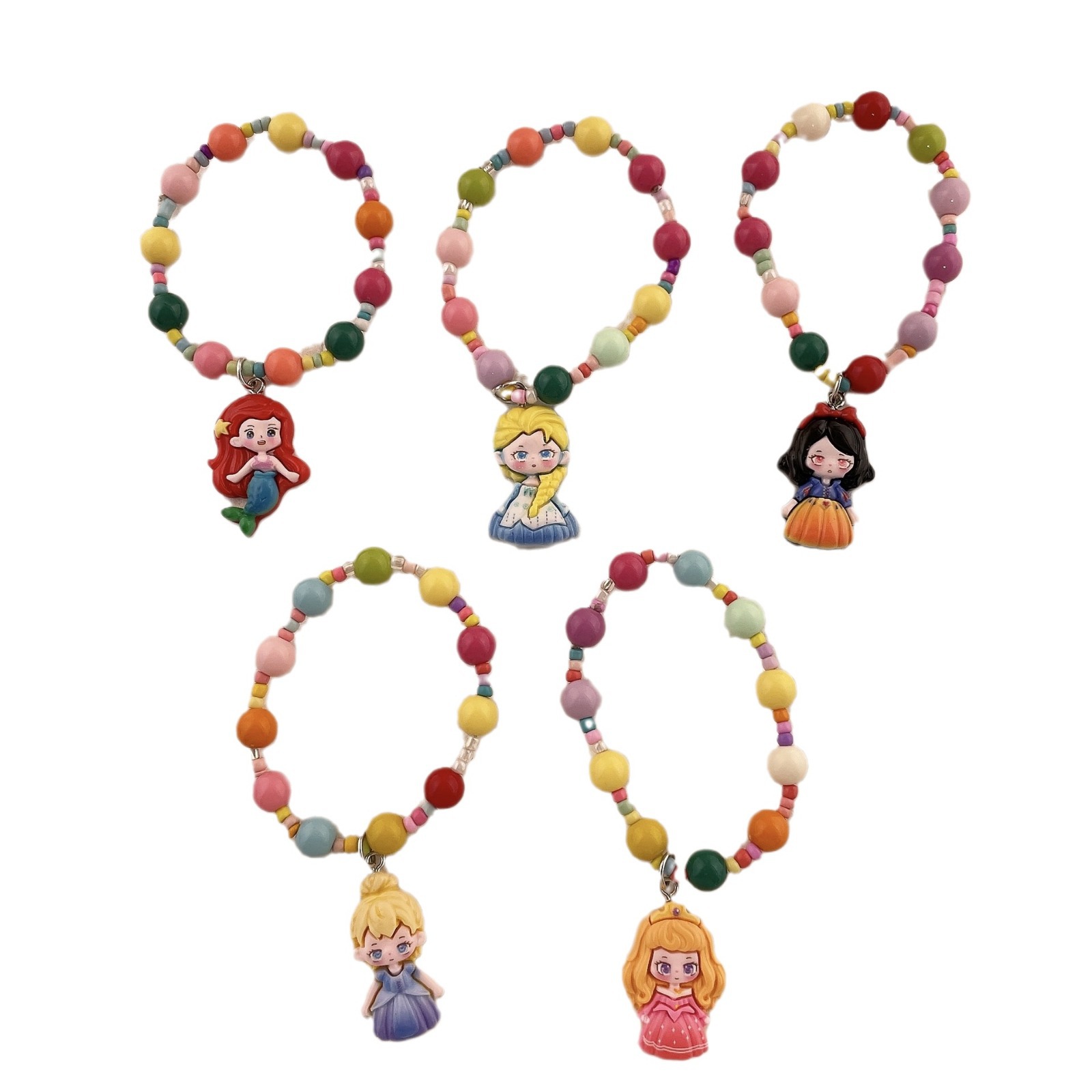 Children's sweet colorful beaded bracelet Cute cartoon princess bracelet Little girl Everything matching jewelry baby accessories Item Picture