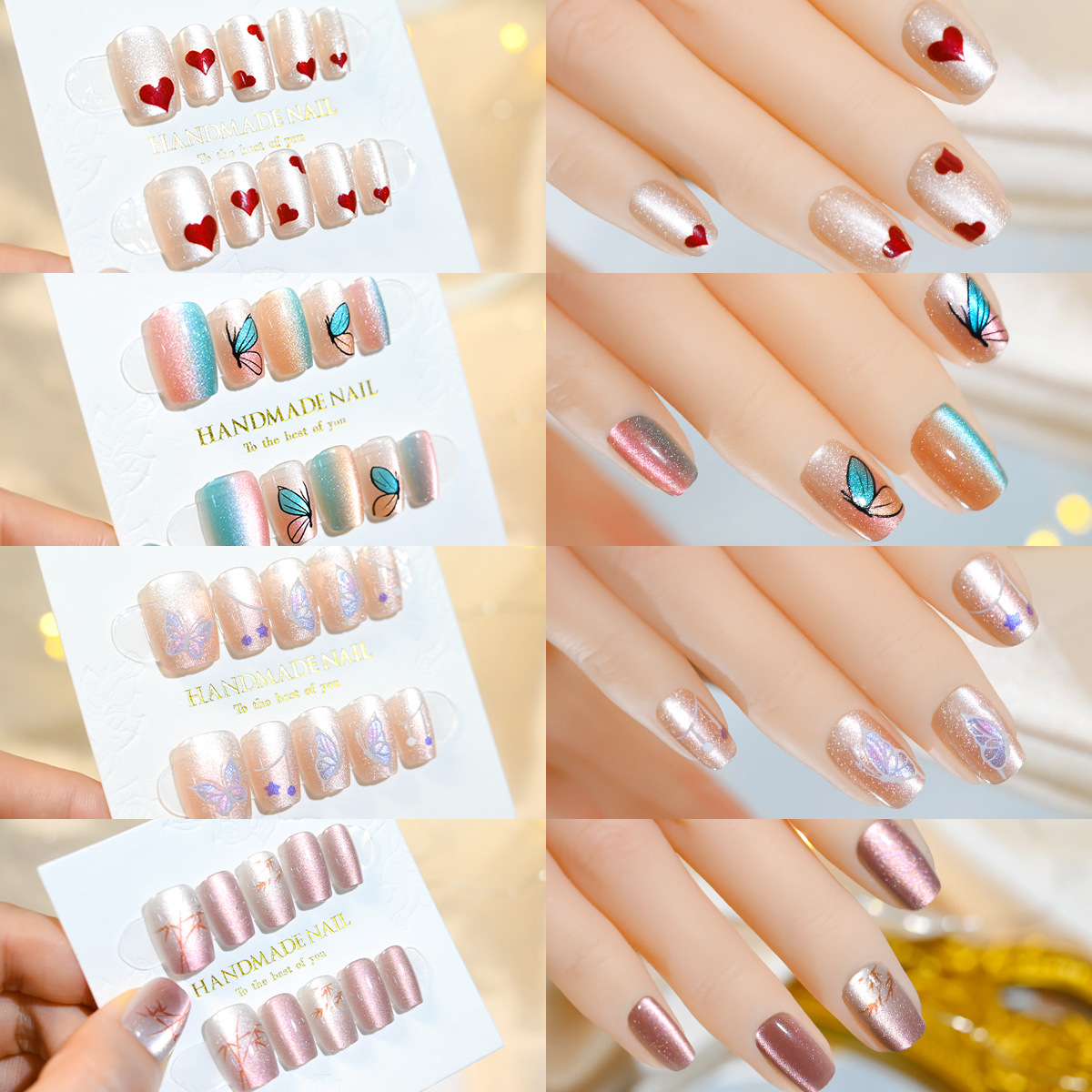 Hot Internet Red Fireworks Wear Nail Nail Patch French Short White High-Grade Waterproof Long-Term details Picture