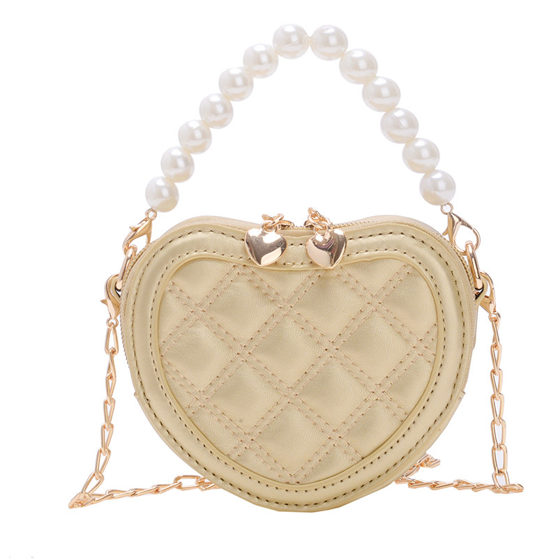 2024 New Children's bag, Princess coin purse, stylish girls' chain bag, crossbody bag, heart-shaped pearl handbag Item Picture