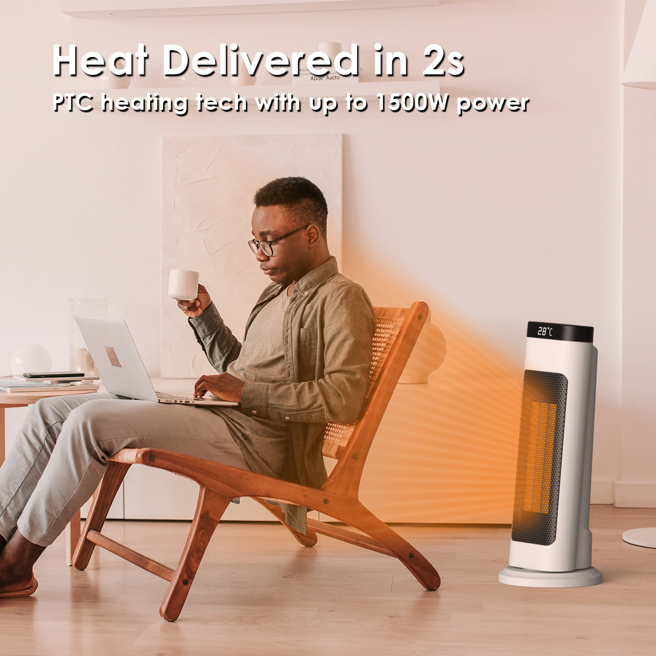 New household countertop heating machine, fast heating, silent oscillating warm air blower, small household electric heating blower for dormitories, cross-border Application Scenario
