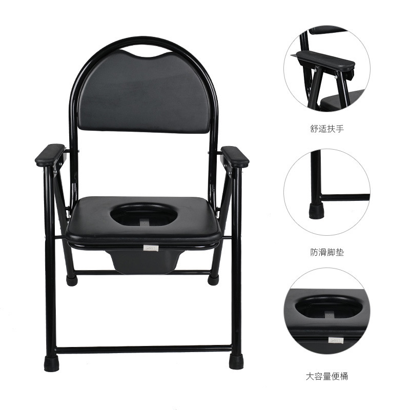 This product is specially designed for foreign trade. It can be used as a foldable household toilet chair, a medical adjustable mobile toilet for the disabled, and a bath chair details Picture