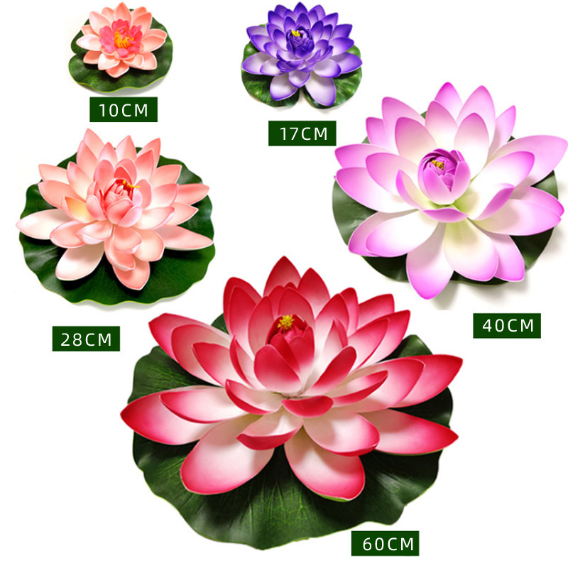 Simulated lotus flowers, lotus leaves, water lilies, artificial lotus, dance props, pool decoration, lotus, EVA foam, eternal flowers details Picture