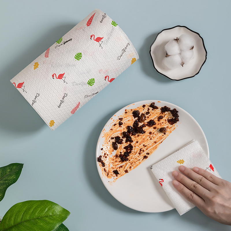 Wholesale dry and wet dual-purpose non-stick kitchen paper thickened disposable lazy cloths can be customized details Picture