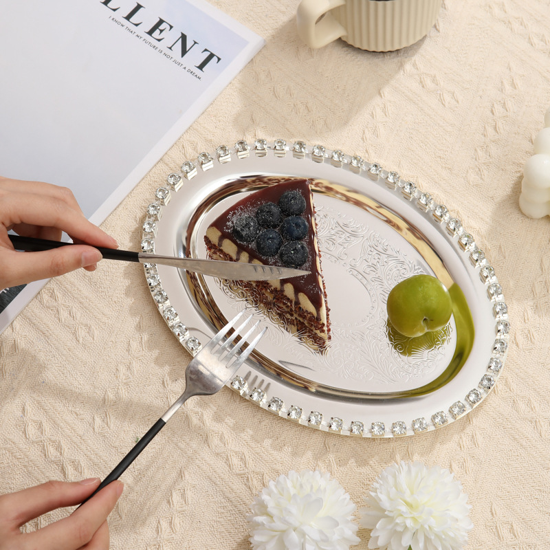 Light Luxury High-End Fruit Plate Delicate Snack Cake Plate European Decoration Home Living Room Table Storage Dessert Plate details Picture