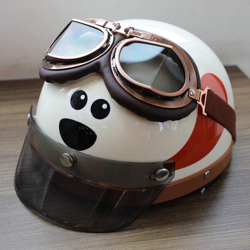 3c certified cartoon dog helmet Electric vehicle Half helmet winter male and female couple Harley helmet cute high appearance level Item Picture