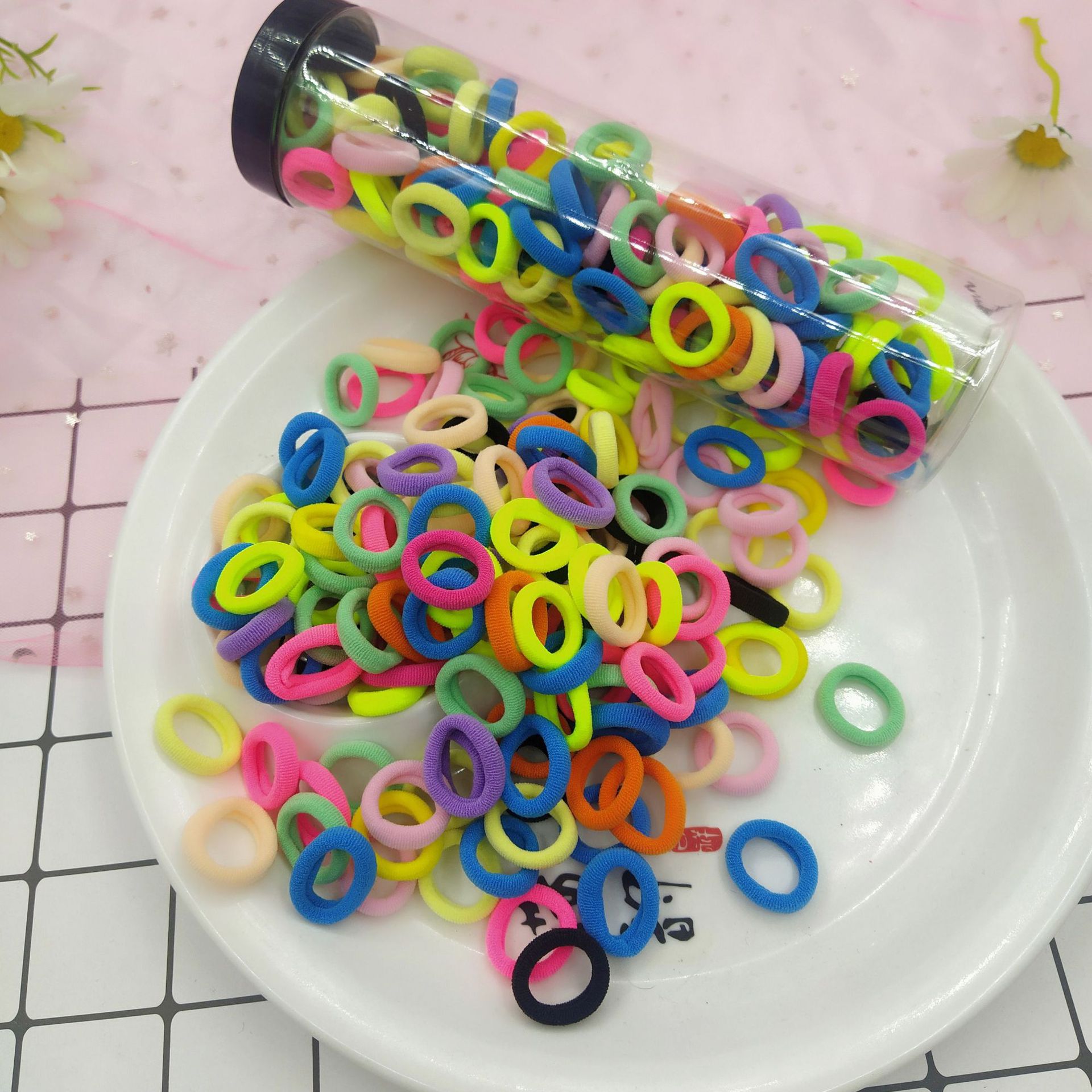 Factory direct supply: Cute and simple Korean version for cross-border children, high elasticity, non-damaging to hair, baby hair ties, towel loops, and hair ties Specification image