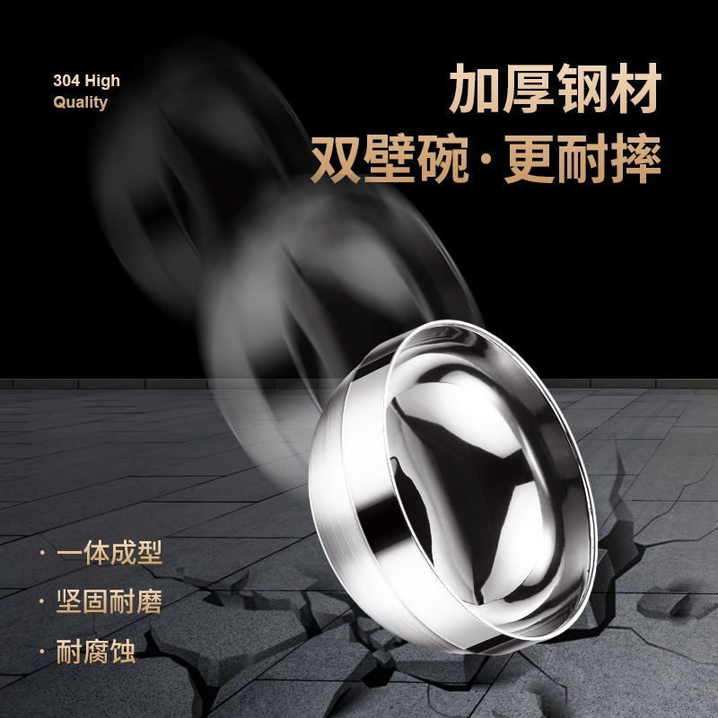 316 Stainless Steel Bowl Food Grade Double Insulated Platinum Bowl Children's Bowl Soup Bowl Canteen Rice Bowl Toddler Bowl Specification drawing