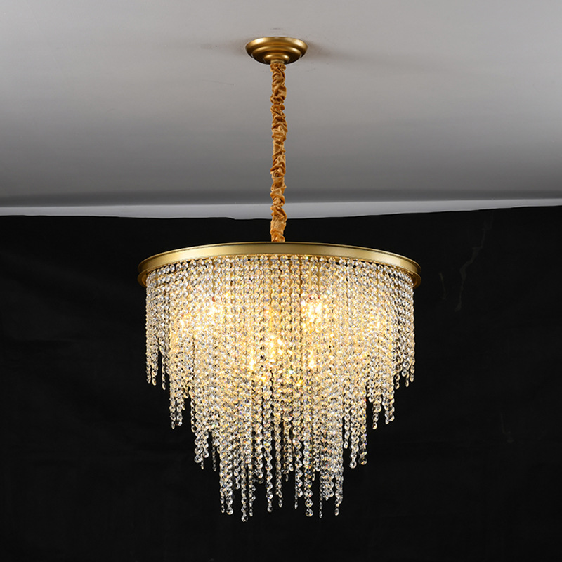 Amazon cross-border modern crystal chandelier, luxurious and grand living room lamp, American modern and simple dining room and bedroom lighting Application Scenario