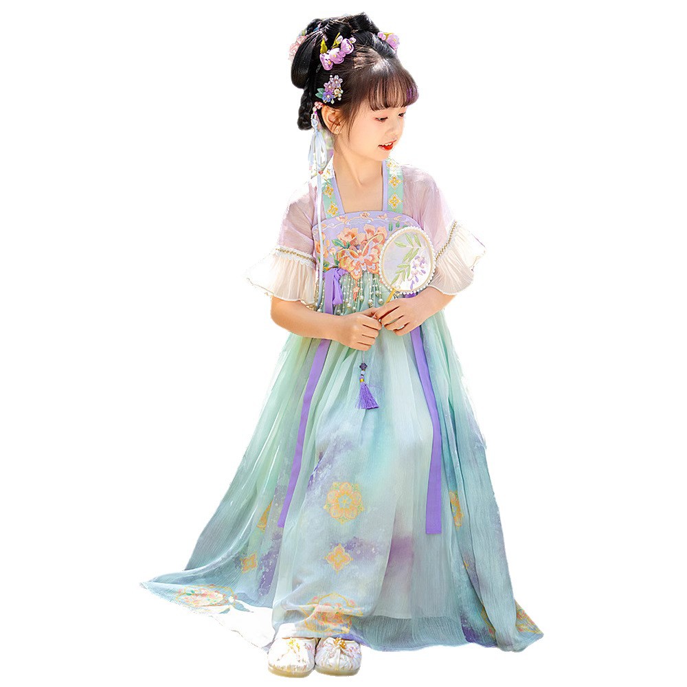The new summer style of Hanfu for girls in Chinese fashion, the super fairy-like Chinese style girls' short-sleeved blouse and skirt, a high-end daily dress Item Picture