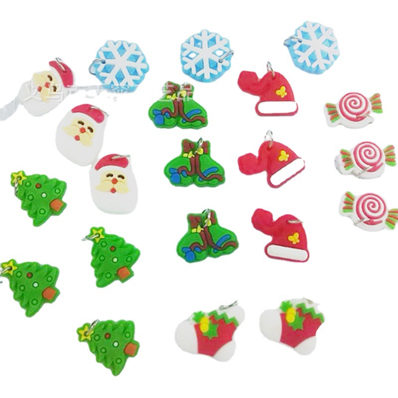 Christmas silicone PVC soft rubber epoxy resin wrist strap small pendant, Christmas gift pendant, wristband pendant Item Picture