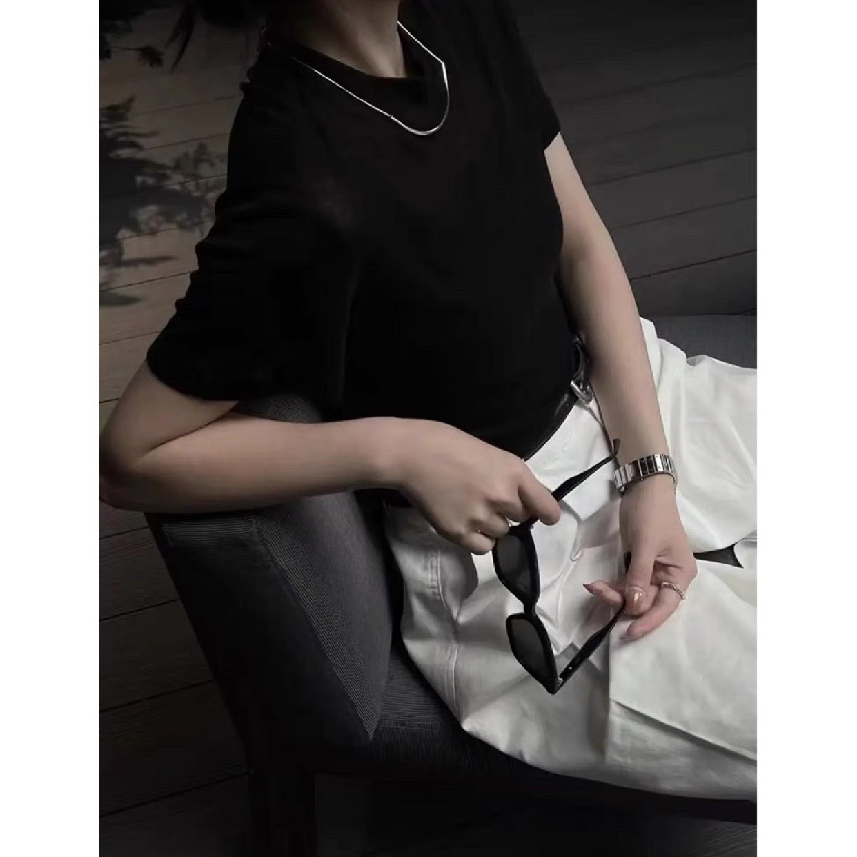 Tencel mask short-sleeved T-shirt for women 2024 Summer New Korean style fashionable slimming simple solid color T-shirt round neck top Item Picture