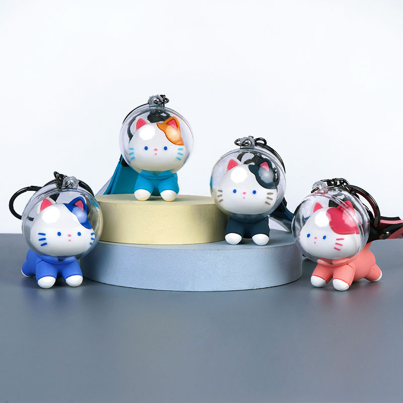 Creative Space Cat Astronaut Exquisite Cartoon Keychain Car Key Chain School Bag Hanging Ornaments Small Gift Wholesale details Picture
