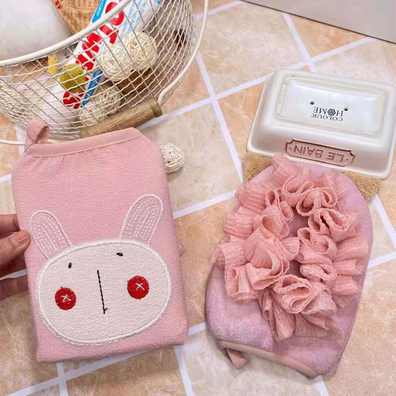 Fortis Cute Bath Towel Bear Rabbit Back Rub Mud Frosted Gloves Bubble Ball Can Hang Bath Towel For Double Use Specification drawing