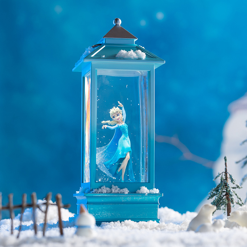 爱莎公主音乐盒水晶球八音盒迪士尼正品风灯冰雪奇缘飘雪生日礼物白底实物图