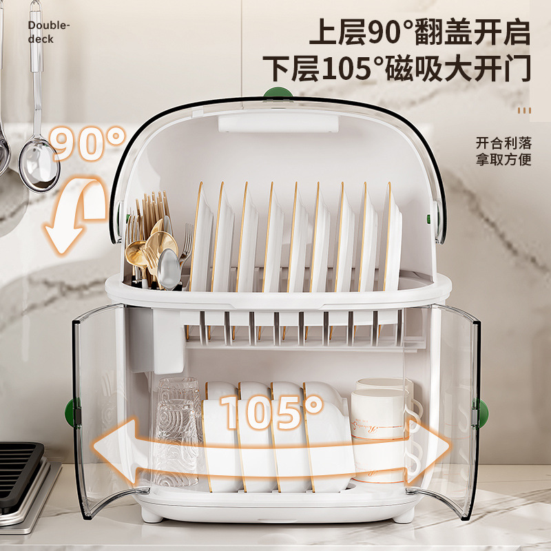 Golden Cat Kitchen Drain Cupboard With Cover Put Bowl Box Put Bowl Plate Chopsticks Tableware Household Storage Shelf Storage Box Application Scenario