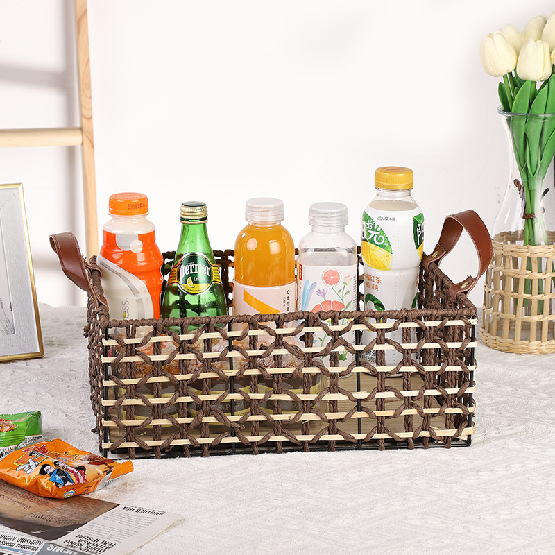 Hot-selling woven storage baskets, sundries and books storage baskets, paper rope hand-woven baskets, children's toy hand-held baskets Application Scenario