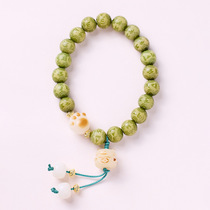 Natural original play green bodhi root six-character true words bracelet Female charcoal-burned cat claws Kitten around finger soft play bracelet