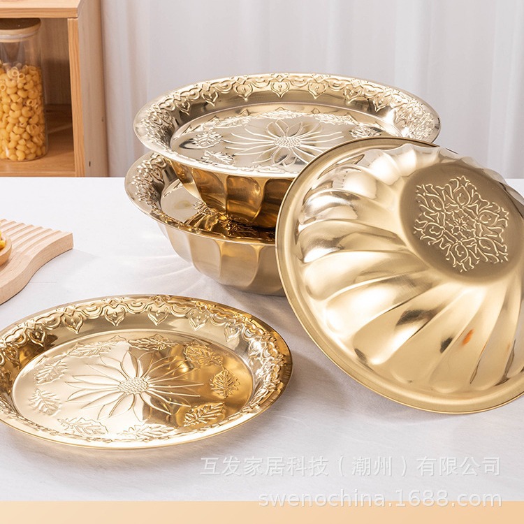 Wholesale of Thai stainless steel flowerpots with LIDS, thickened tableware for household and hotel use, exported by the manufacturer details Picture