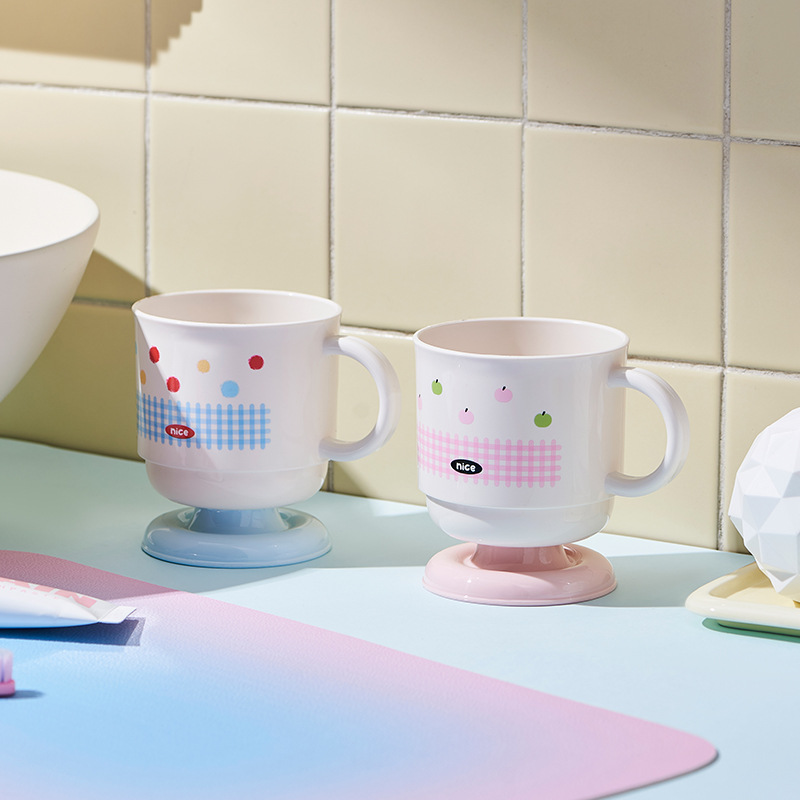 创意可爱高脚水杯多巴胺洗漱杯情侣套装漱口杯家用刷牙杯子牙刷杯